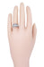Art Deco Engraved Filigree 4 Stone Blue Sapphire and Diamond Antique Style Panel Ring in 18 Karat White Gold