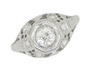 Art Deco Antique Diamond Filigree Engagement Ring in 18 Karat White Gold