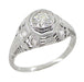Art Deco Antique Diamond Filigree Engagement Ring in 18 Karat White Gold