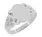 Art Nouveau Vines Oval Signet Ring in White Gold - 10K or 14K