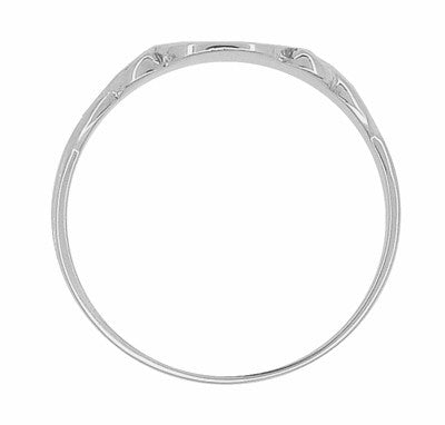 Art Nouveau Vines Oval Signet Ring in White Gold - 10K or 14K - Item: R878W10 - Image: 4