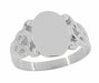 Art Nouveau Vines Oval Signet Ring in White Gold - 10K or 14K