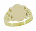 Art Nouveau Sculptured Vines Oval Signet Ring in Yellow Gold