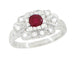Madison Ruby and Diamonds Art Deco East to West Engagement Ring in White Gold