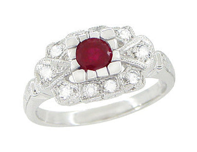 Madison 1920's Vintage Inspired Ruby and Diamond Art Deco Platinum Engagement Ring