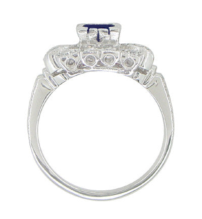 Lexington 1920's Vintage Style Sapphire and Diamond Art Deco Platinum Shield Engagement Ring - Item: R880PS - Image: 4