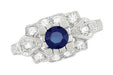Lexington 1920's Vintage Style Sapphire and Diamond Art Deco Platinum Shield Engagement Ring