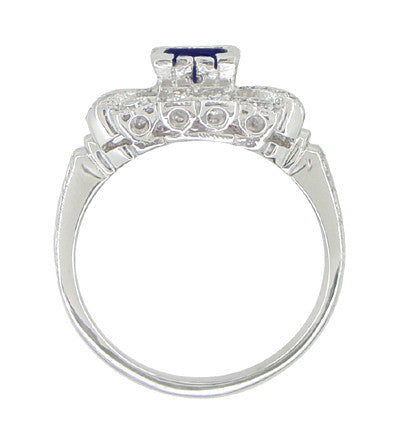 Lexington Art Deco Blue Sapphire and Diamonds Engagement Ring in White Gold - Item: R880SW14 - Image: 4