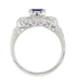 Lexington Art Deco Blue Sapphire and Diamonds Engagement Ring in White Gold