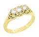 Art Deco Filigree "Three Stone" Diamond Ring in Yellow Gold