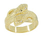 Vintage Inspired Men's Double Serpent Snake Ring with Diamond Eyes in 14 Karat Yellow Gold