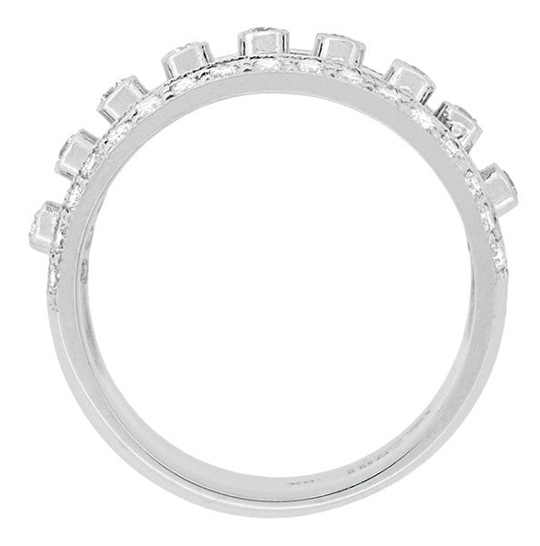 Galaxy of Diamonds Wide Anniversary Band in 18 Karat White Gold - Vintage Mid Century Design - Item: R900 - Image: 5