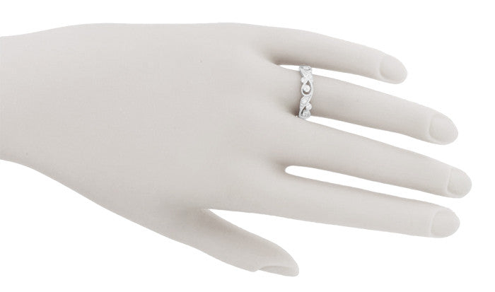 Frances Art Nouveau Style Diamond Wedding Ring in White Gold - 18K or 14K - Item: R901W-LC - Image: 4