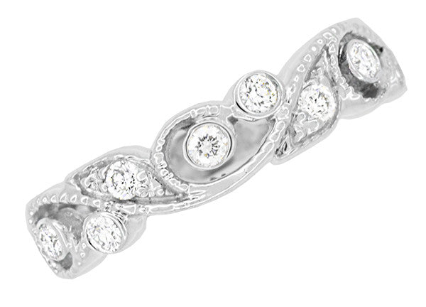Frances Art Nouveau Style Diamond Wedding Ring in White Gold - 18K or 14K - Item: R901W-LC - Image: 2