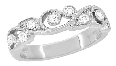 Frances Art Nouveau Style Diamond Wedding Ring in White Gold - 18K or 14K