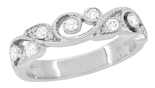 Frances Art Nouveau Style Diamond Wedding Ring in White Gold - 18K or 14K