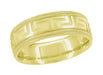 1950's Mid Century Modern Carved Greek Key Sculptural Wedding Band in Yellow Gold - 7mm Wide