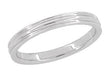 Platinum 1950's Retro Moderne 4mm Double Grooved Wedding Band Ring