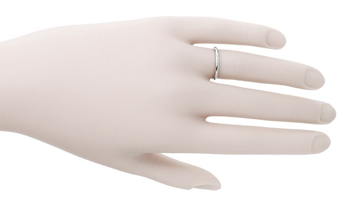 J.R. Wood Etched Vintage Wedding Ring in Platinum - 1930's Art Deco Band - Item: R916 - Image: 2