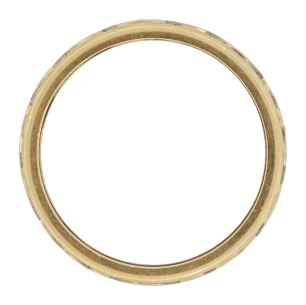 Retro Mixed Metals Wide Vintage Wedding Band in 14 Karat White and Yellow Gold - Size 4.75 - Item: R919 - Image: 2