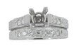 Platinum Art Deco Scrolls 1.25 Carat Princess Cut Diamond Engagement Ring Semimount and Wedding Ring