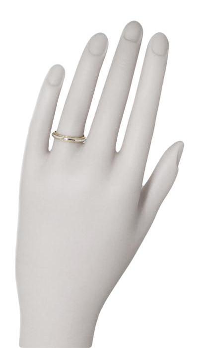 Mixed Metals Millgrain Edge Heirloom Wedding Band in Two Tone 14 Karat White and Yellow Gold - 3.5mm - Item: R970 - Image: 3