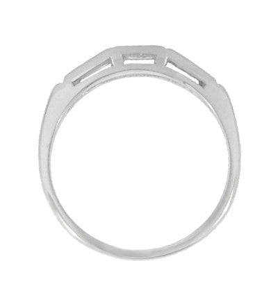 Side of 1950s Tapered Baguette Diamond Wedding Band in White Gold - R982
