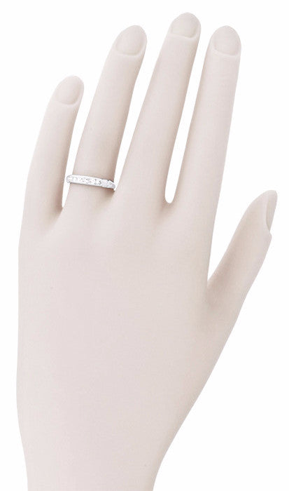 Art Deco Platinum Evia Old Single Cut Diamond Vintage Wedding Band - Item: R985 - Image: 3