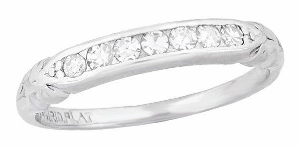 Art Deco Platinum Evia Old Single Cut Diamond Vintage Wedding Band