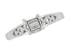 Art Nouveau Filigree Flowers & Leaves 3/4 Carat Engagement Ring Setting for a Cushion Cut, Princess, Radiant, or Asscher Diamond in White Gold