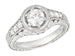 Art Deco Filigree Flowers & Scrolls Engraved 1 Carat Diamond Engagement Ring Setting in White Gold