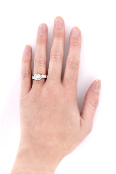 Hand View of Vintage Diamond Low Profile Engagement - R990W50