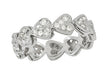 Mid Century Linked Hearts Vintage Diamond Wedding Band in Platinum - Size 5