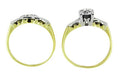 Retro Moderne Diamond Wedding Set in 14 Karat White and Yellow Gold