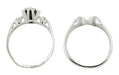 Retro Moderne Galaxy Wedding Set in 14 Karat White Gold