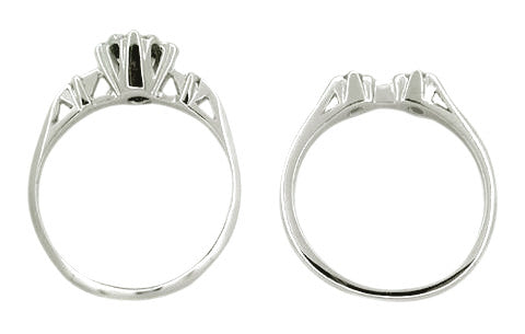 Retro Moderne Galaxy Wedding Set in 14 Karat White Gold - Item: WSR103 - Image: 2