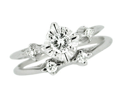Retro Moderne Galaxy Wedding Set in 14 Karat White Gold