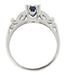 Sapphire and Diamonds Art Deco Engagement Ring in 18 Karat White Gold