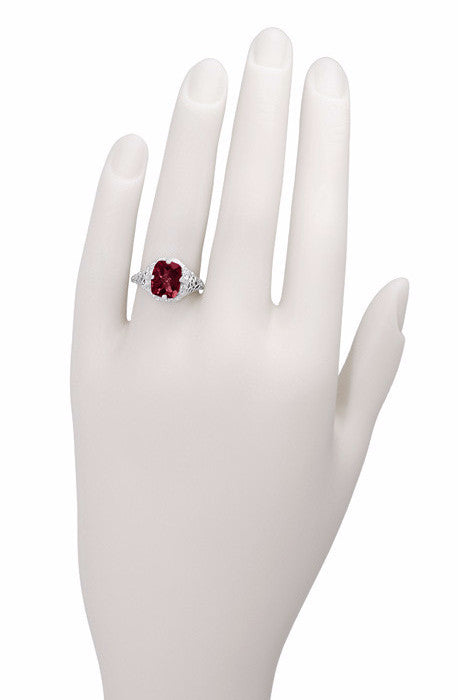 R289 Rhodolite Garnet Vintage Filigree Ring on a Ladies Hnd