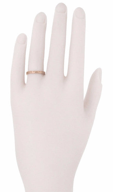 Edwardian Heirloom Engraved Floral Womens Wedding Band in 14K Rose Gold (Pink Gold) - alternate view