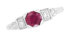 1920's Ruby and Diamond Art Deco Engagement Ring in Platinum