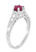 Art Deco Ruby and Side Diamonds Scroll Filigree Engagement Ring in Platinum