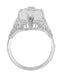 Art Deco Filigree Cabochon Loaf Crystal & Diamond Ring in Sterling Silver