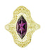 Art Deco Amethyst Filigree Cocktail Ring in 14 Karat Yellow Gold