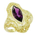 Art Deco Amethyst Filigree Cocktail Ring in 14 Karat Yellow Gold