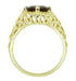 Art Deco Flowers and Leaves Almandine Garnet Filigree Ring in 14 Karat Yellow Gold