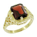 Art Deco Flowers and Leaves Almandine Garnet Filigree Ring in 14 Karat Yellow Gold