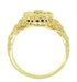Art Deco Filigree Onyx and Diamond Ring in 14 Karat Yellow Gold