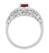 Edwardian Filigree Flowers Almandite Garnet Dome Engagement Ring in 14 Karat White Gold