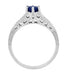 Art Deco Filigree Blue Sapphire Engagement Ring in 14 Karat White Gold with Diamond Side Stones